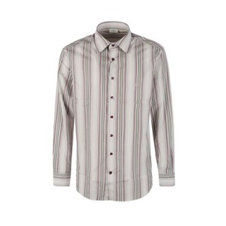 Camicia in cotone a righe verticali  rosa con ricamo logo Etro ricamato sul petto ,caratteristico colletto alla francese con motivo Pegaso 